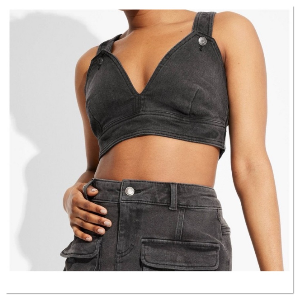 Women's Black Denim Crop Top Wild Fable